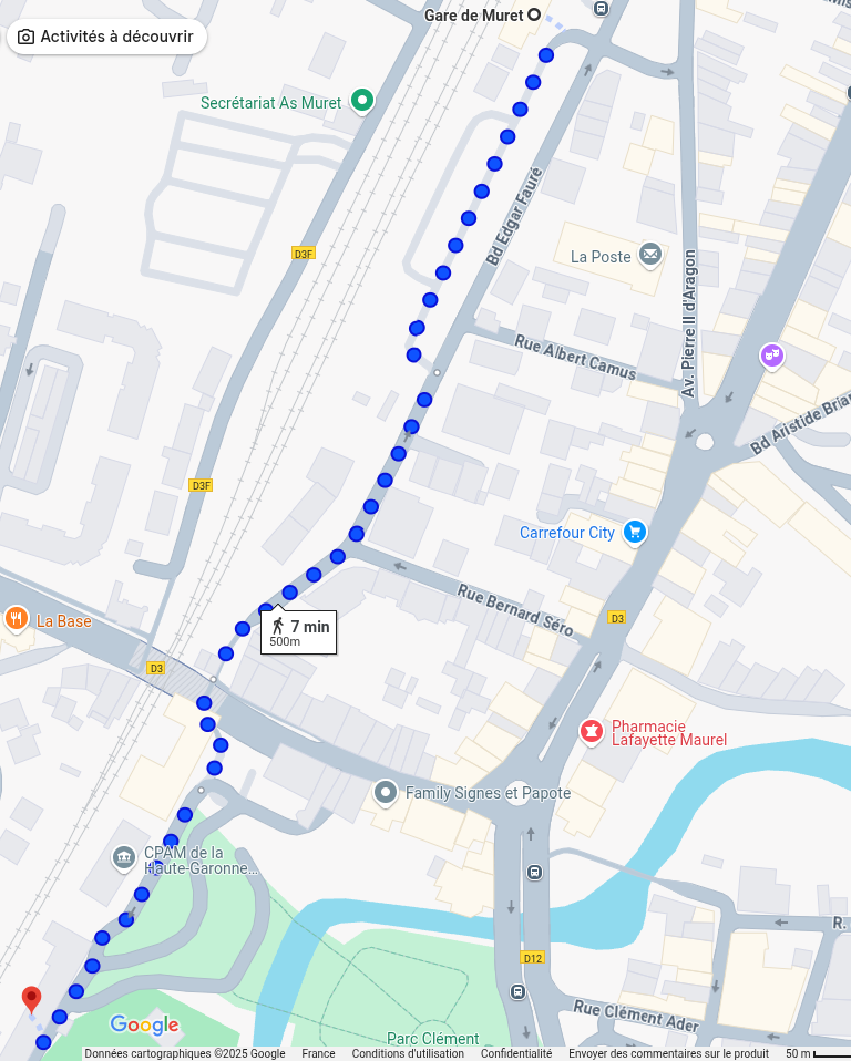 Itinéraire depuis la gare : 7 mn à pied